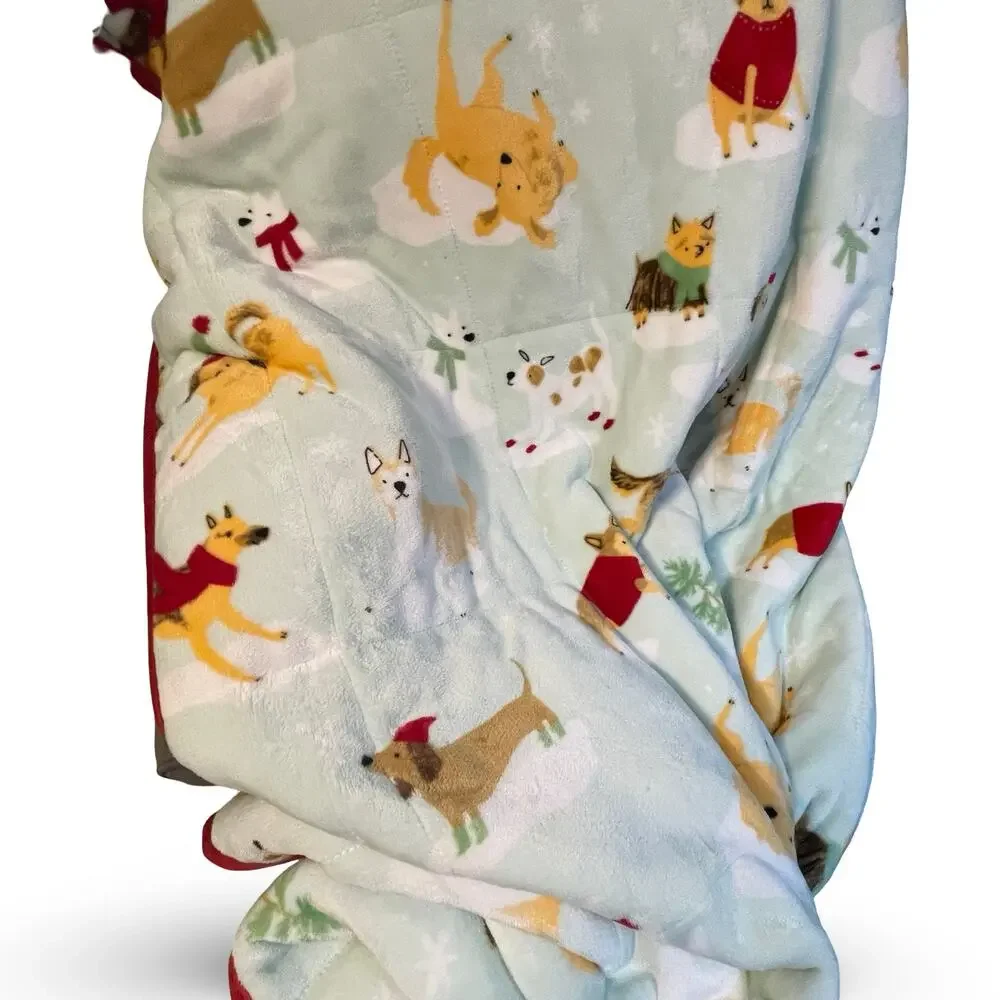 Cuddl Duds Cozy Soft Throw Blanket Winter Christmas Dogs Puppies 50x60 Sherpa